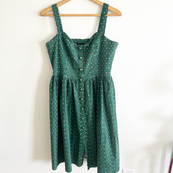 Collectif Clothing Modcloth 50s Jemima Polka Dot Swing Dress in Green size 12 - Picture 3 of 8